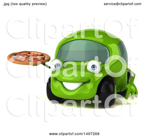 Clipart Of A 3d Little Green Car On A White Background Royalty Free