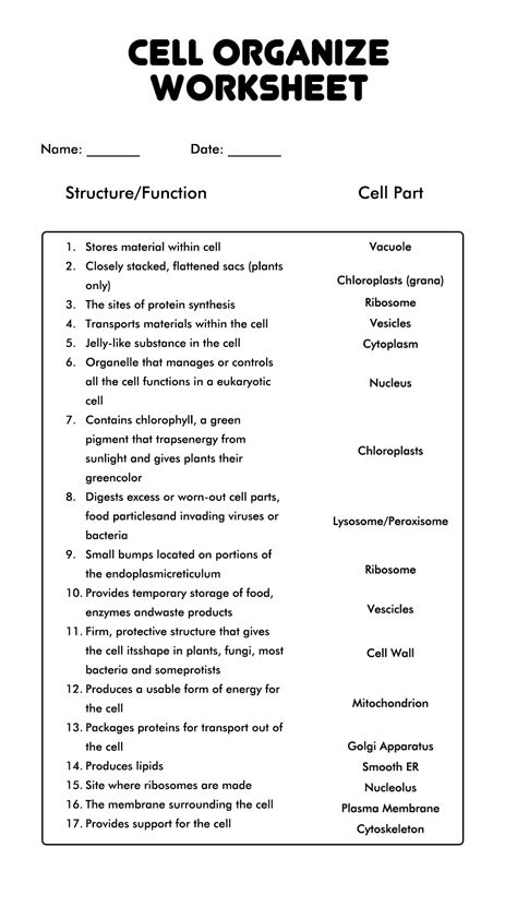14 Cell Organelle Riddles Worksheet Answers Free Pdf At