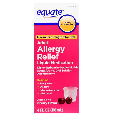 Equate Maximum Strength Dye Free Cherry Adult Allergy Relief Liquid