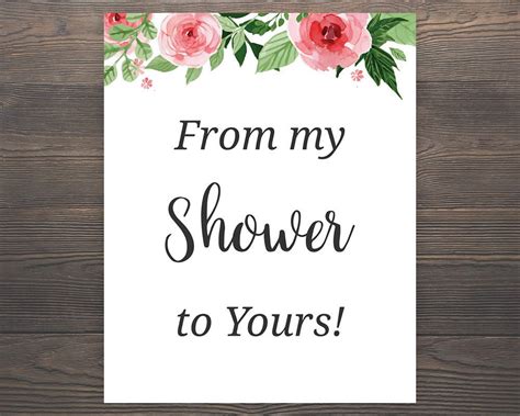 From My Shower To Yours Sign Printable Favor Sign Favor