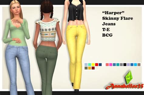 Harper Skinny Flare Jeans By Annabellee25 At Simsworkshop • Sims 4