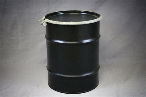 10 Gallon Open Top Black Steel Drum Reconditioned B Stephen Cooperage