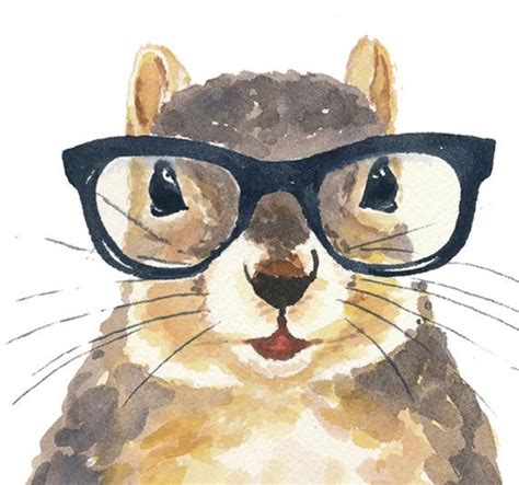 Watercolor Print Nerdy Squirrel Painting Sprinkle Donut Etsy