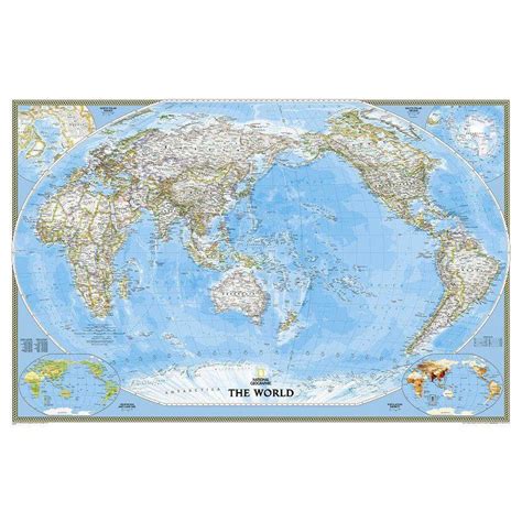 National Geographic Political Pacific Centred World Map