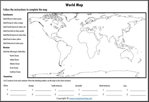 Best World Map Printable Worksheet Printableecom Best Images Of Map Practice Worksheets