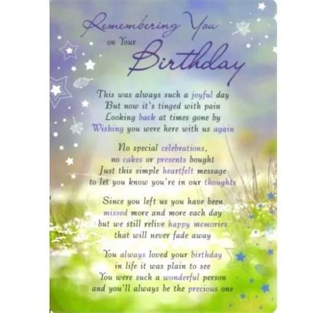 Grave Card Remembering You On Your Birthday Verse Memorial Funeral