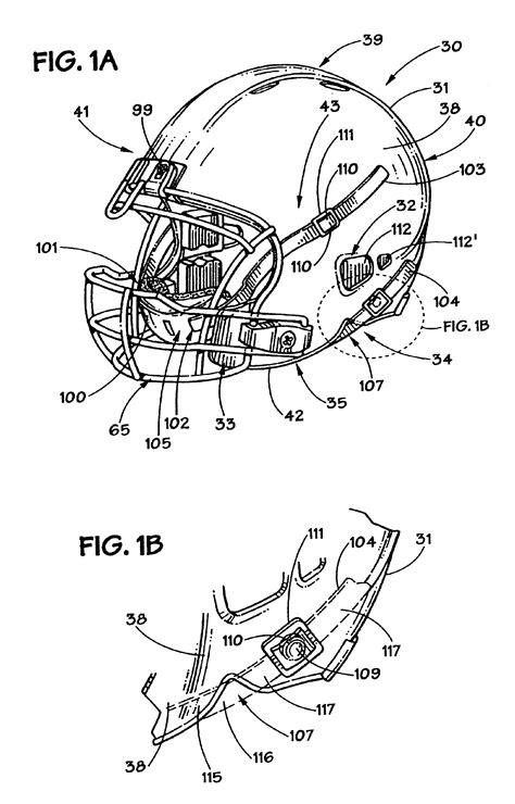 This is a print of the patent drawing for a soccer shoes patent. Patent US6934971 - Football helmet - Google Patents