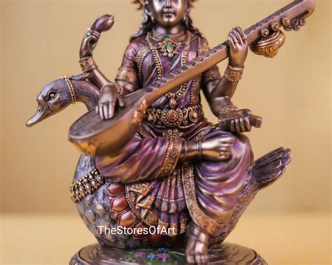 Saraswati Statue 21cm Bonded Bronze Goddess Sarasvati Etsy