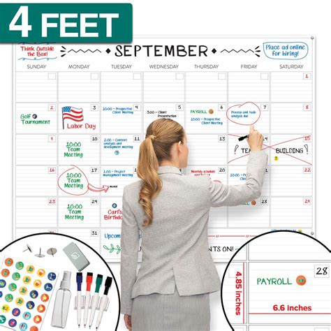 Large Dry Erase Calendar 36 X48 Undated Erasable