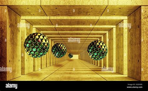 Abstract Mural Illustration Of 3d Crystal Ball Sphere On Decorative