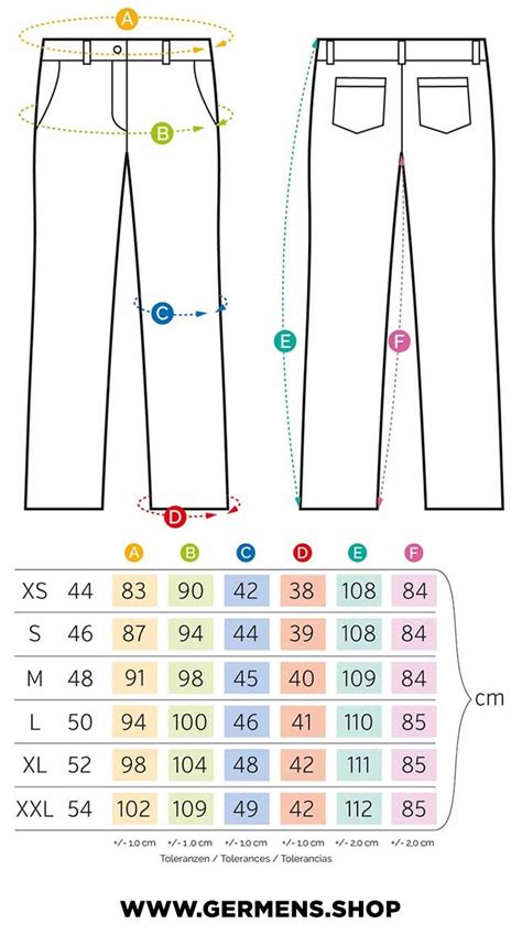 Messe den abstand zwischen der schrittnaht und dem saum der hose. Größentabelle GERMENS Männerhosen
