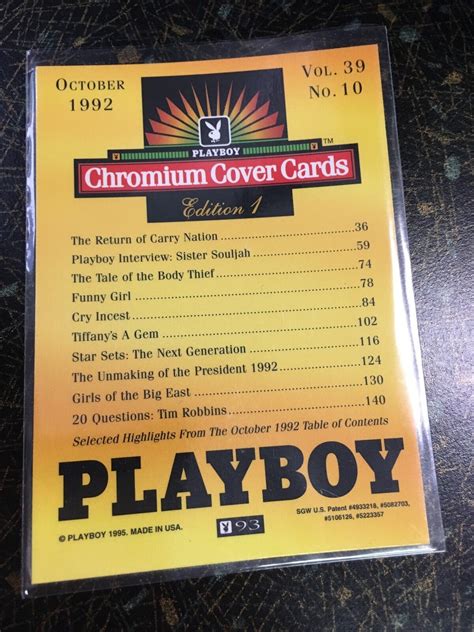 PLAYBOY 1995 CRISTY THOM CHROMIUM COVER CARD 93 OCTOBER 1992 NEAR