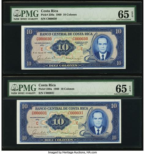 1975 25th anniversary of banco central de costa rica commemorative issue. Costa Rica Banco Central de Costa Rica 10 Colones 4.3.1969 ...