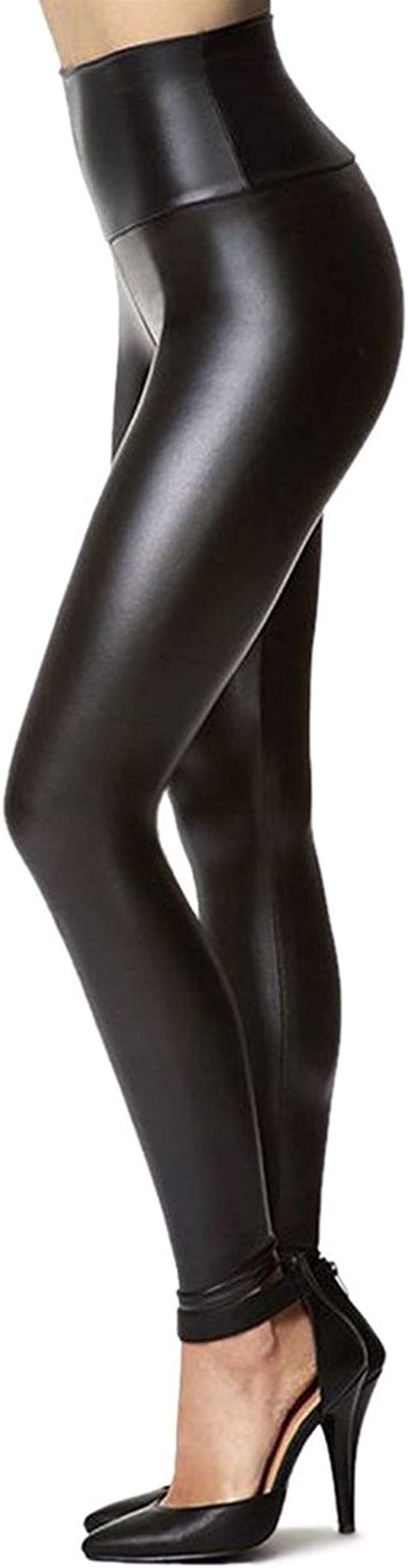 Womens Stretchy Faux Leather Leggings Pants Sexy Black High Waisted Tights Xxxx Large