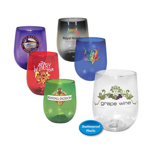 Oz Plastic Stemless Wine Glass Full Color Deluxe