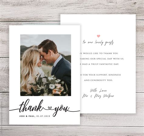 Wedding Thank You Cards With Photo Wedding Photo Thank You Card