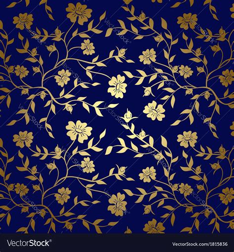 Blue And Gold Floral Texture For Background Vector Image