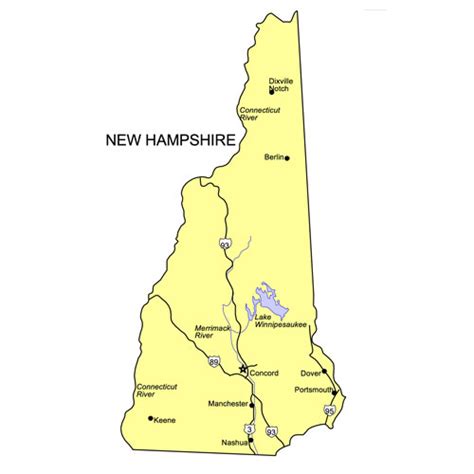 New Hampshire Us State Powerpoint Map Highways Waterways