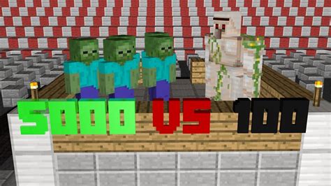 Minecraft Mega Battle Iron Golem Vs 5000 Zombies Day Youtube