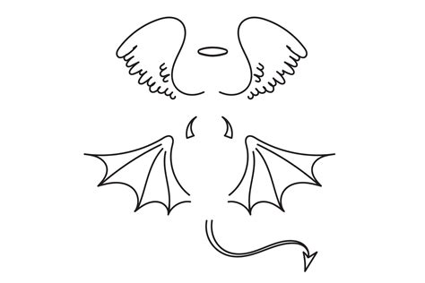 Doodle Angel And Demon Wings Graphic By Gwensgraphicstudio · Creative