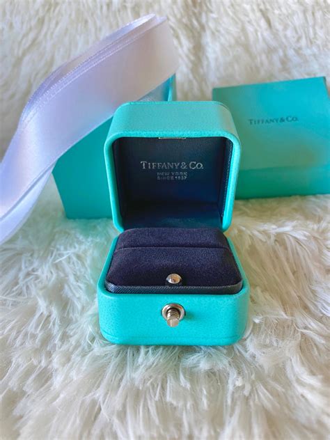 tiffany and co blue leather presentation engagement ring box etsy