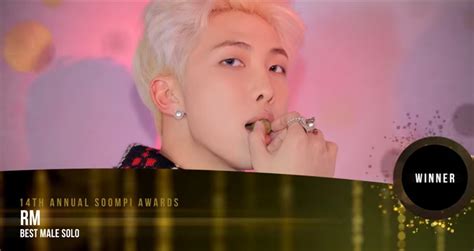 Rm Wins Best Male Solo Artist Award At The 14th Annual Soompi Awards — Us Bts Army