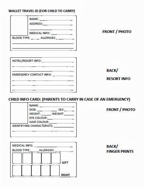Free Printable Child Id Card Template Pdf