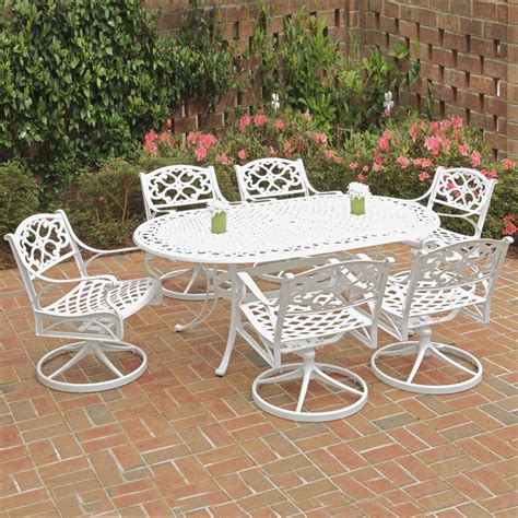Home Styles Biscayne 7 Piece White Aluminum Patio Dining Set At