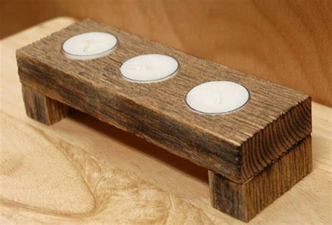 Rustic Tea Light Candle Holder Made With Authentic Reclaimed Etsy
