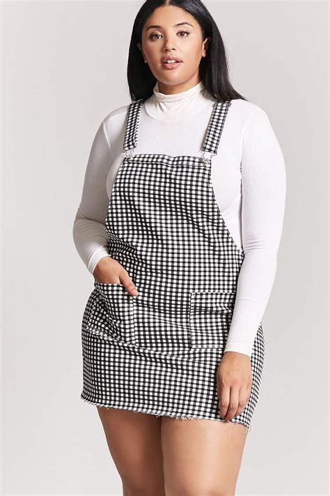 Plus Size Gingham Overall Dress Plus Size Outfits Plus Size Fashion