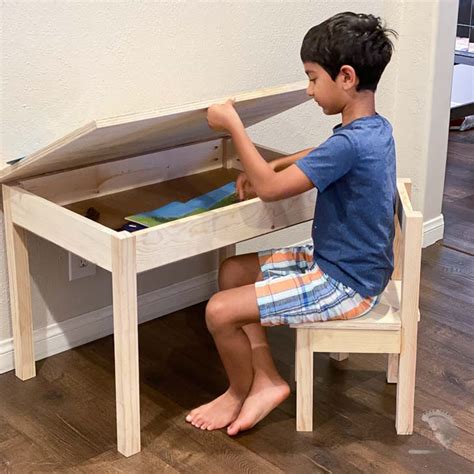 Diy Kids Desk With Storage And Chair Printable Plans Diy Designs By Anika