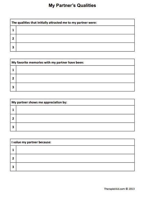 Trust Building Worksheets For Couples