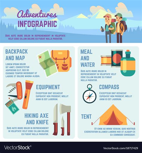 Outdoors Adventure Infographics With Hiking Vector Image