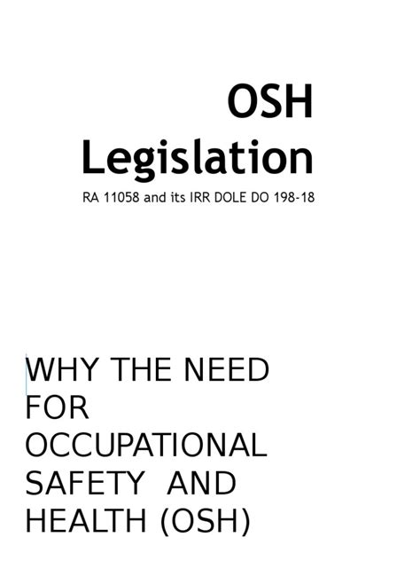 Osh Legislation Ra 11058 Pdf Personal Protective Equipment