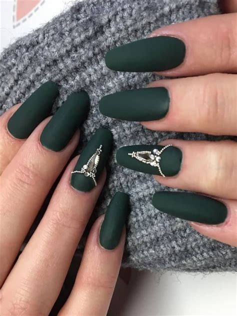 Matte Green Nails Black Almond Nails Green Acrylic Nails Best
