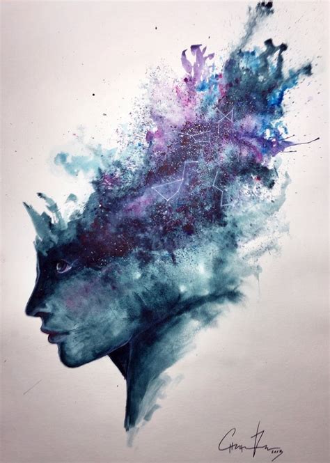 Watercolor Abstract Portrait Universal Mind Speed