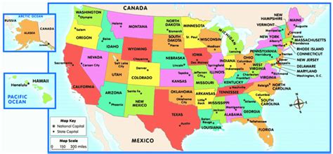 Pick the correct state for the highlighted capital, by region. United States Of America Map With Capitals | Printable Map