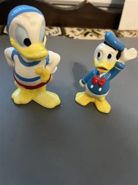 Disney Pirate Donald Duck And Vintage Donald Duck Porcelain Figures