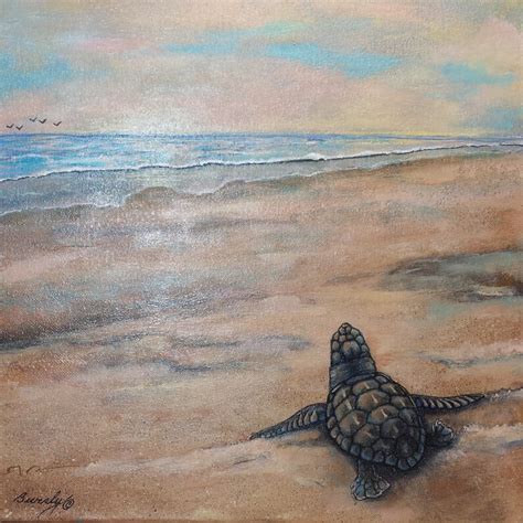 Loggerhead Hatchling Baby Sea Turtle Art Print Sea Turtle Art Sea