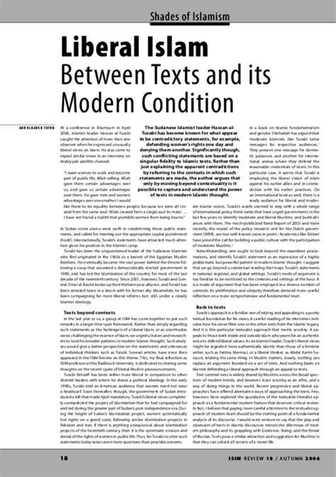 Pdf Liberal Islam Between Texts And Its Modern Condition