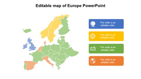 Editable Map Of Europe Powerpoint Templates