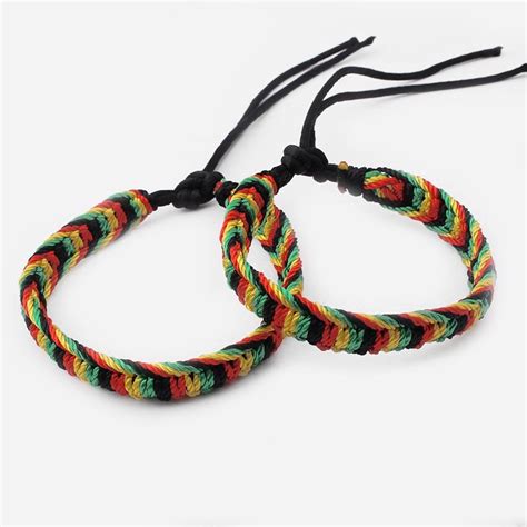 10pcs Mixed Rasta Friendship Bracelet Wristband Cotton Silk Reggae Jamaica Surfer Boho Bracelets