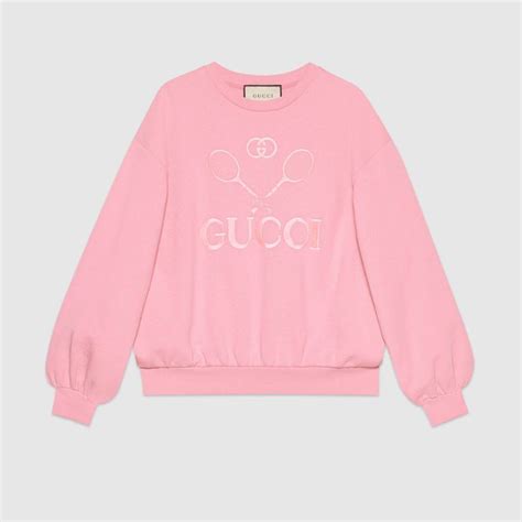 Shop The Light Pink Jersey Oversize Sweatshirt With Gucci Tennis At