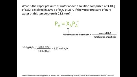 Raoults Law And Vapor Pressure Chemistry Tutorial Youtube