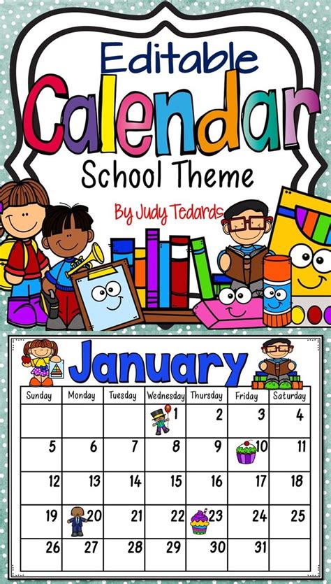 Editable School Year Calendar