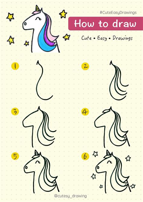 How To Draw Cute Unicorn Step By Step Tutorial Cute Drawings Cute