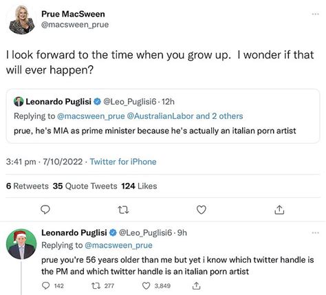 Prue Macsween Called Out By Leonardo Puglisi Over Tweet Tagging Albo The Italian Porn Artist
