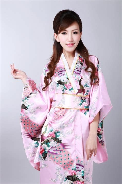 Aliexpress Com Buy New Arrival Pink Japanese Women S Satin Kimono Dress Yukata Haori With Obi
