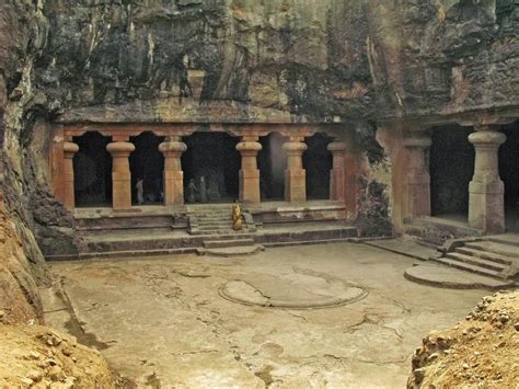 Pillar Of Elephanta Caves Near Mumbai Ancient Architecture India