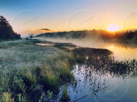 Sunrise Nature River Marsh Mist Landscape Upstate New York Calm